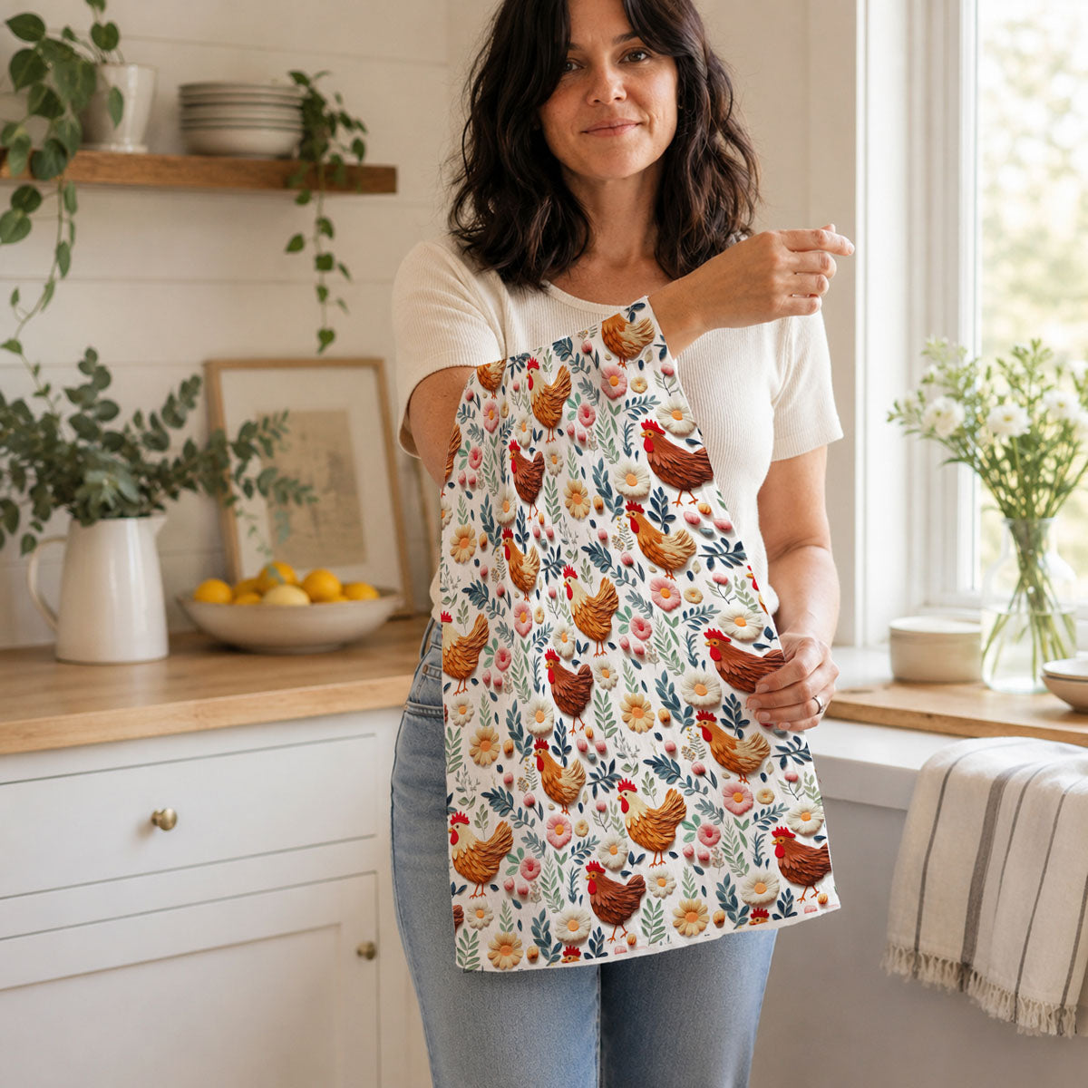 Petals & Peckers Chicken Kitchen Towel
