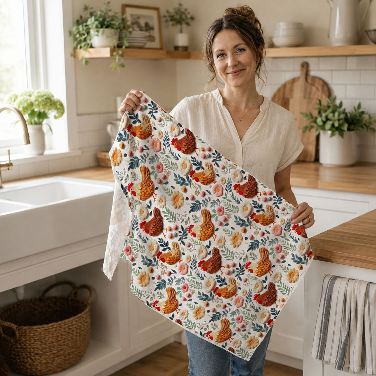 Petals & Peckers Chicken Kitchen Towel
