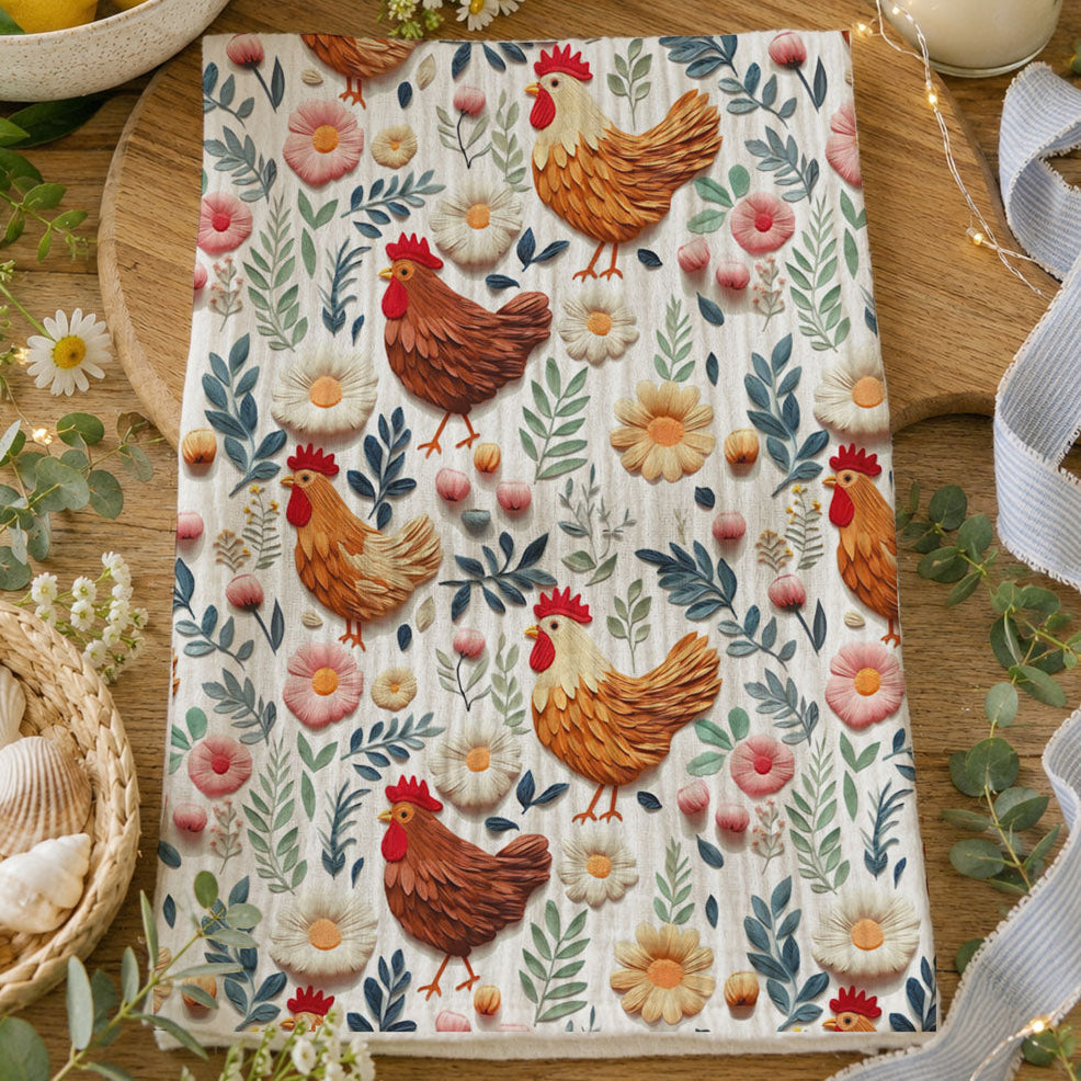 Petals & Peckers Chicken Kitchen Towel