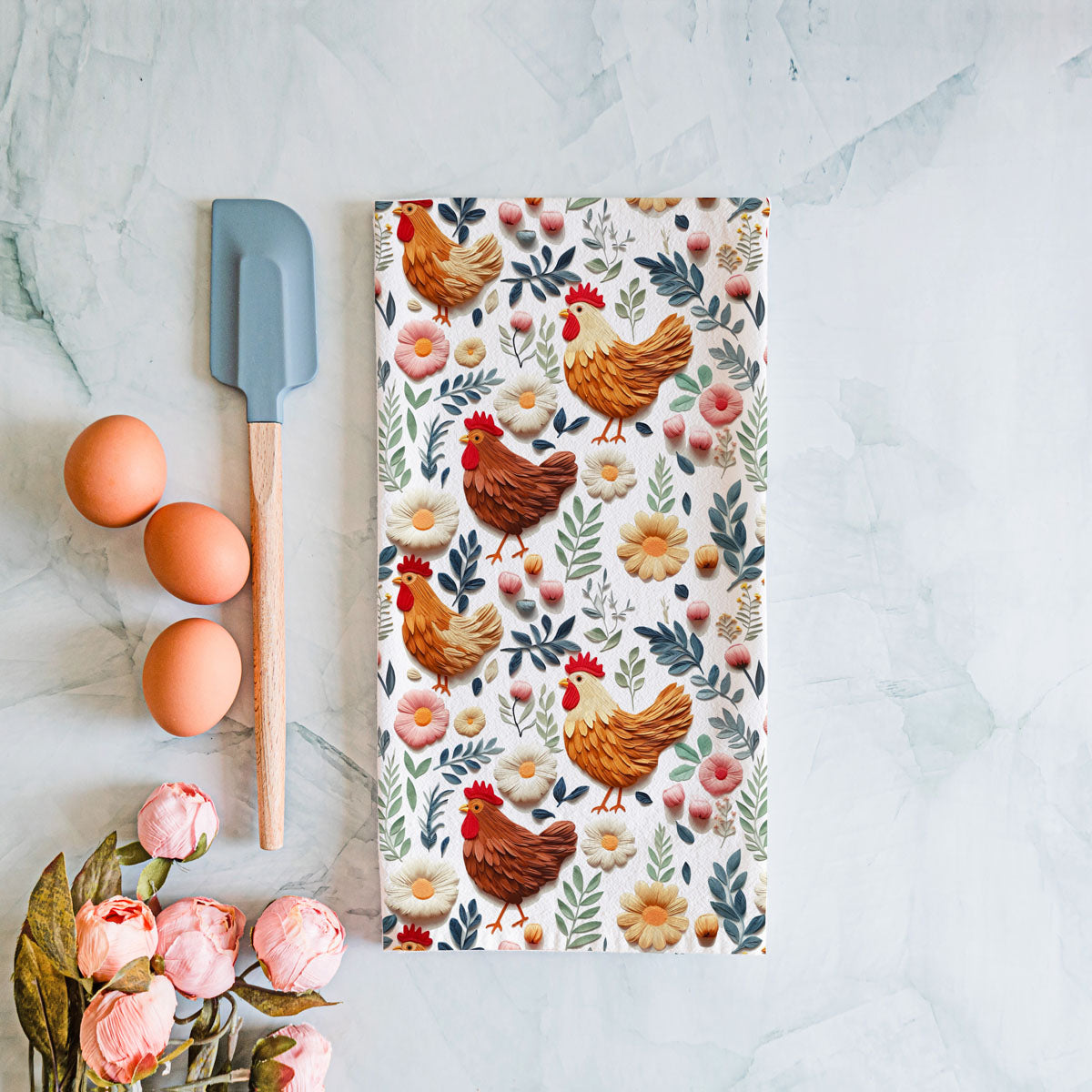 Petals & Peckers Chicken Kitchen Towel