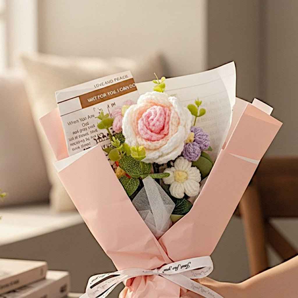 Rose Crochet Bouquet Valentine’s Day Gift for Her