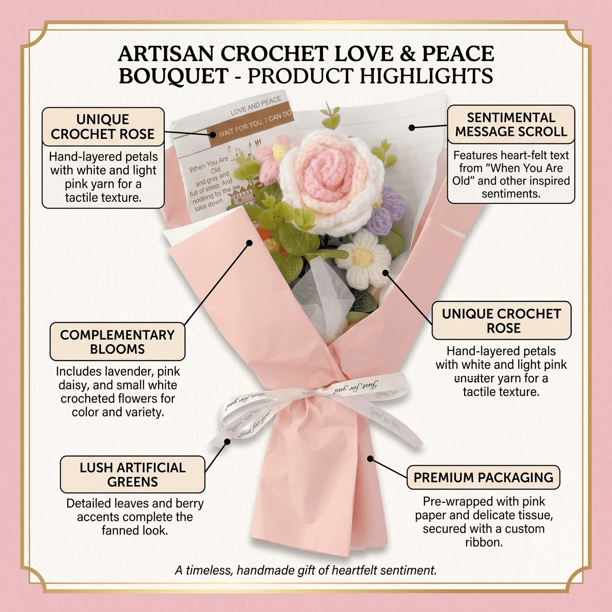 Rose Crochet Bouquet Valentine’s Day Gift for Her