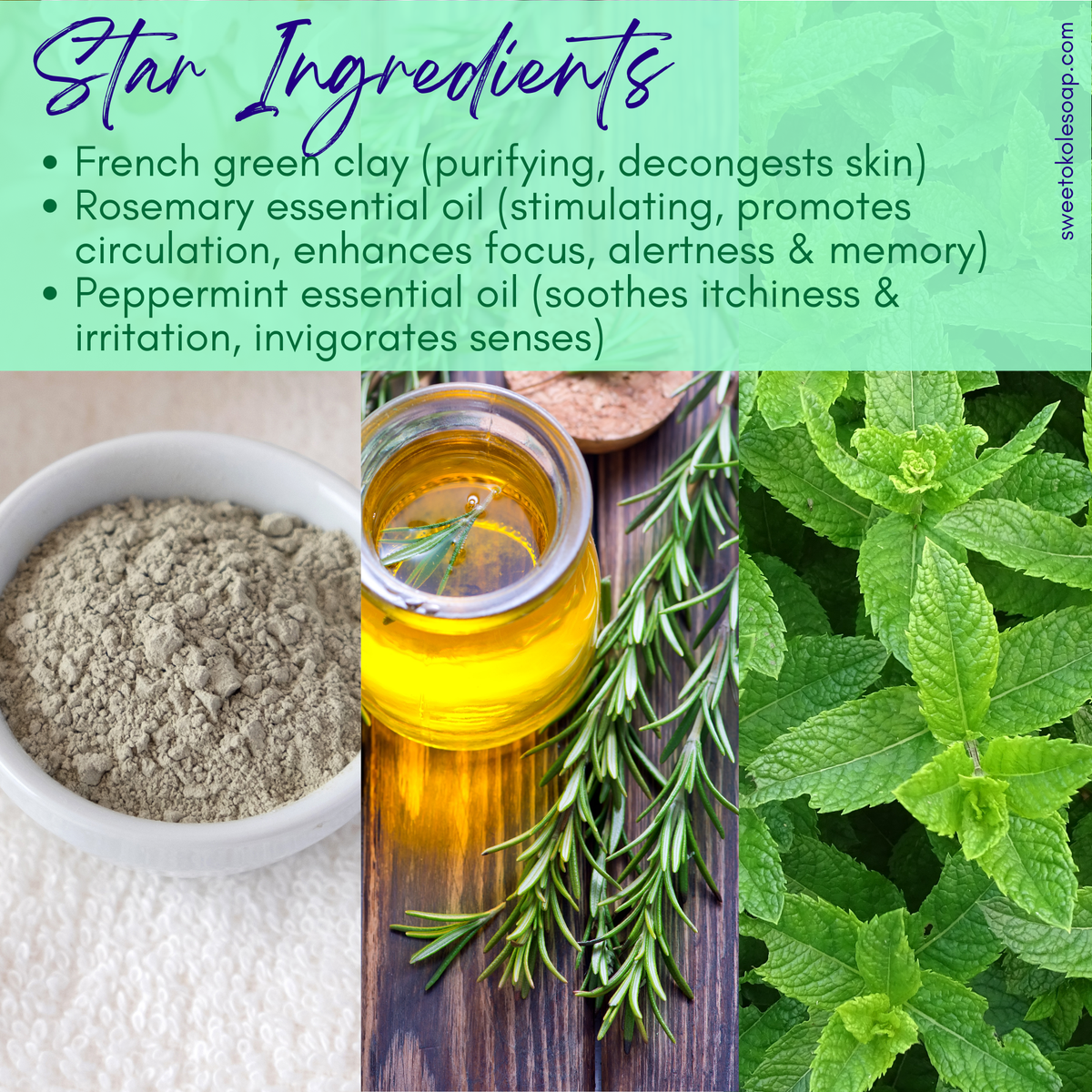 Green Clay & Rosemary Mint Handmade Soap | 4 oz