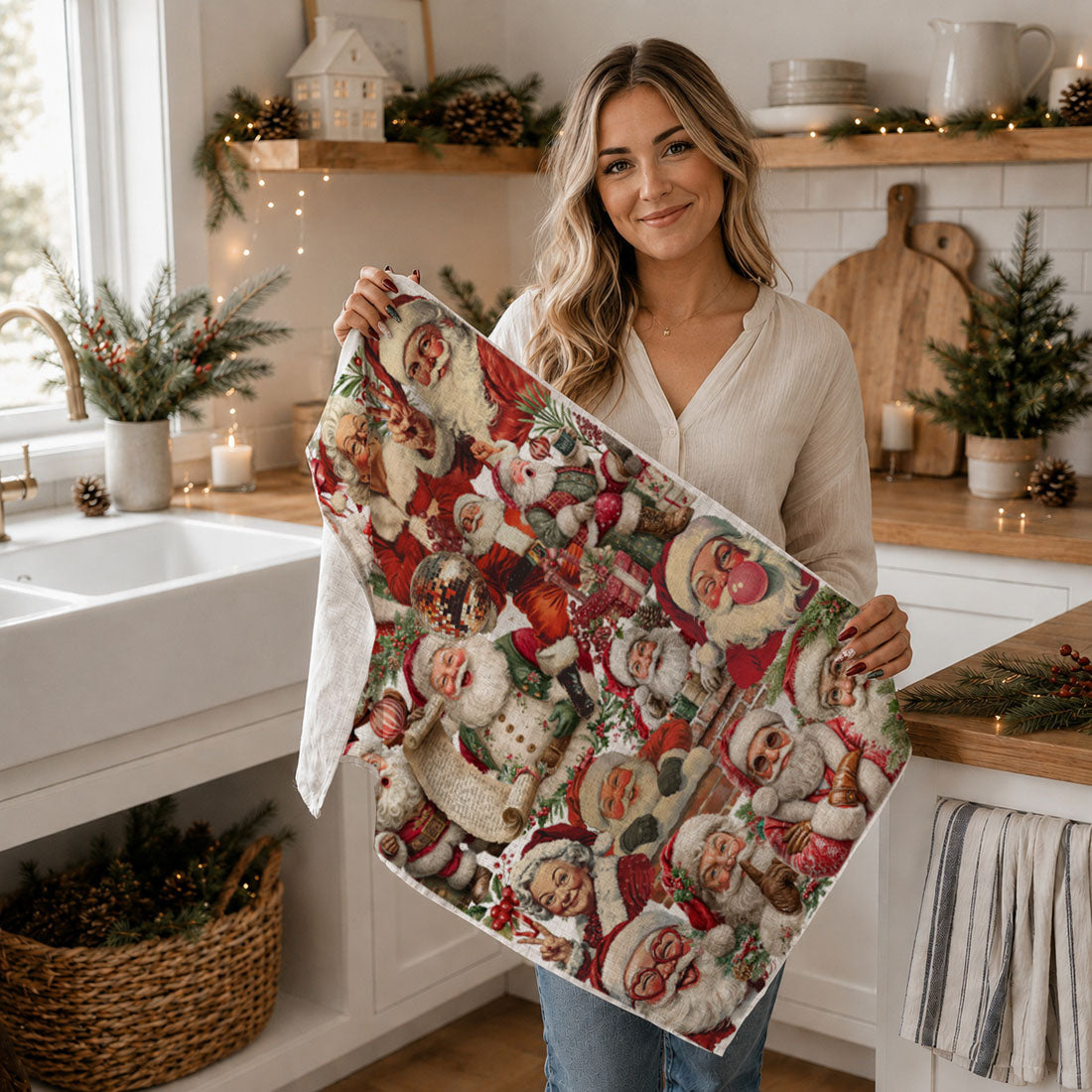 Santa Gone Wild Vintage Christmas Kitchen Towel