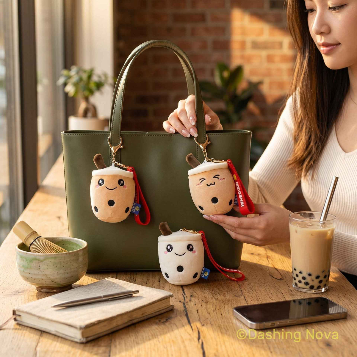 Soft Fabric Boba Keychain 3 Pack Kawaii Bag Charm Accessory