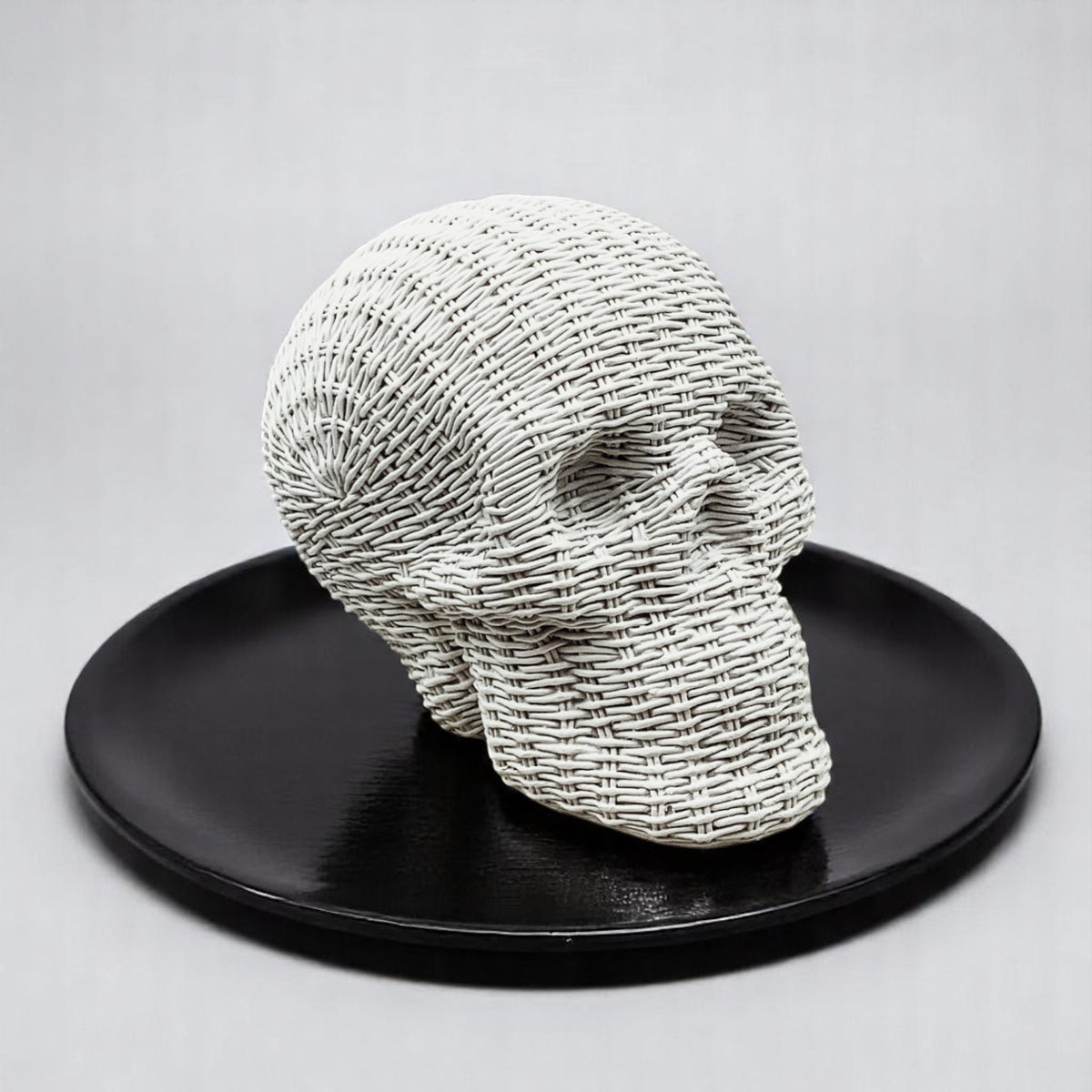 Woven Rattan-Style Skull Decor