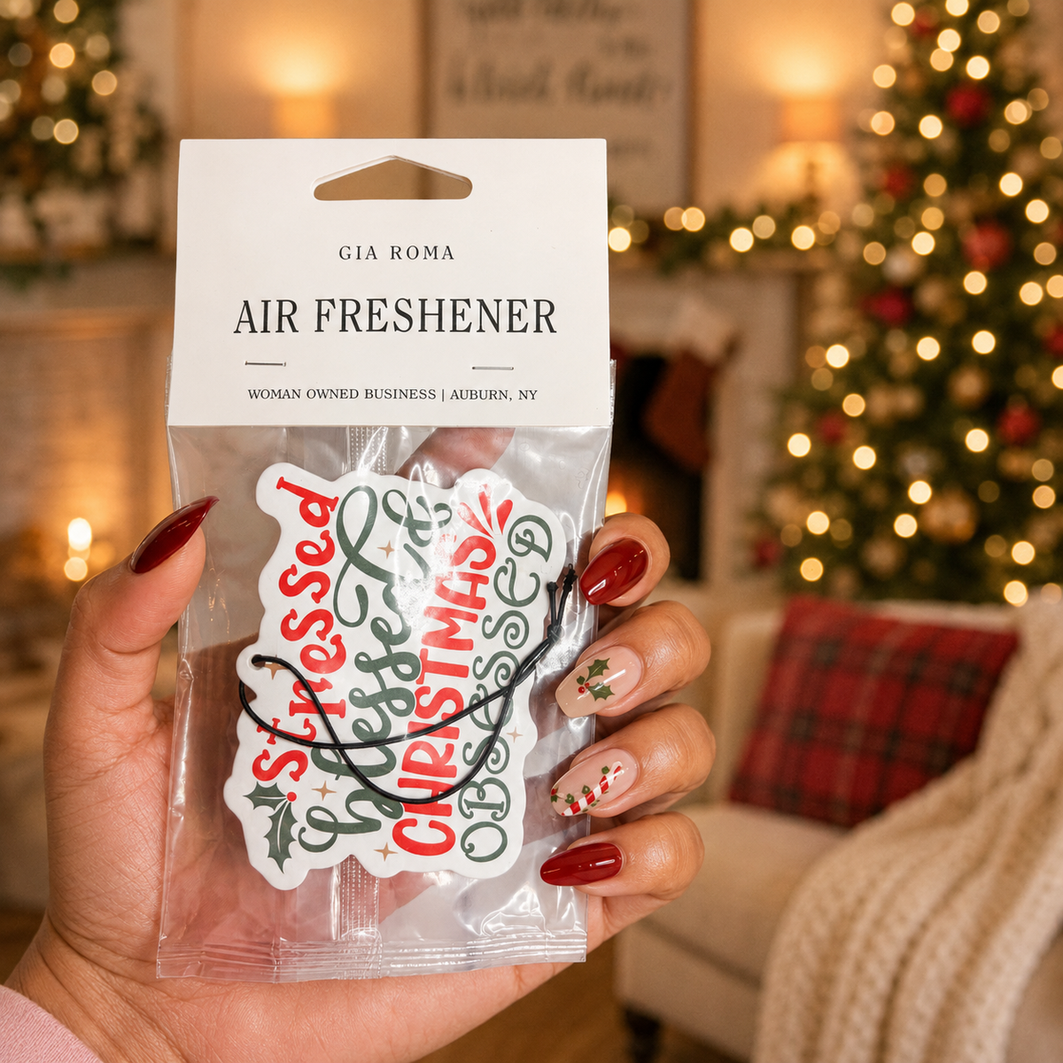 Stressed, Blessed & Christmas Obsessed Car Air Freshener