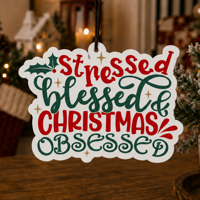 Stressed, Blessed & Christmas Obsessed Car Air Freshener