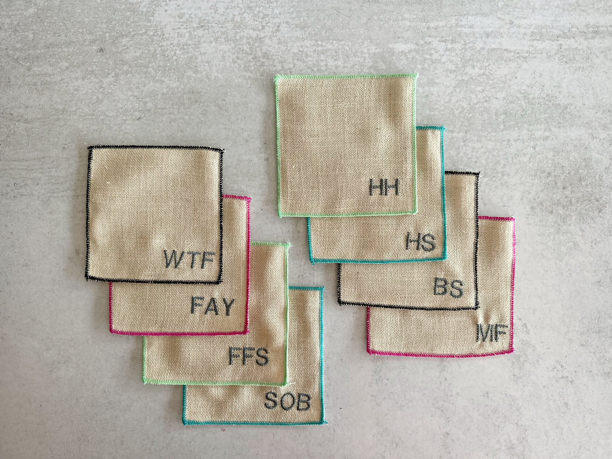 Sweary Cocktail Coasters – Colorful Set of 8