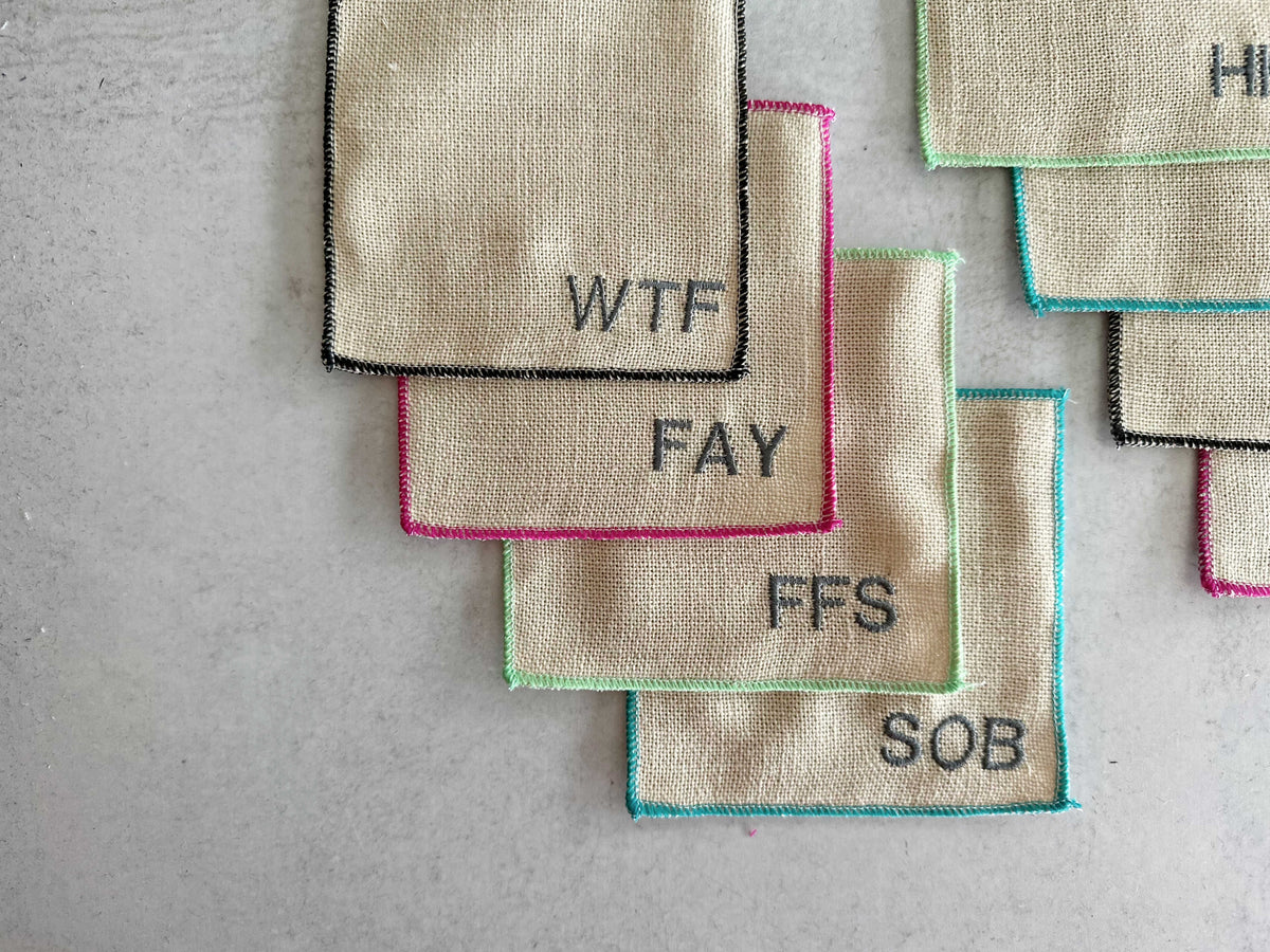 Sweary Cocktail Coasters – Colorful Set of 8
