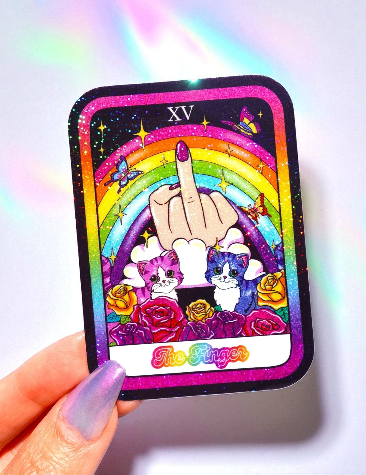 Middle Finger Tarot Card Sticker