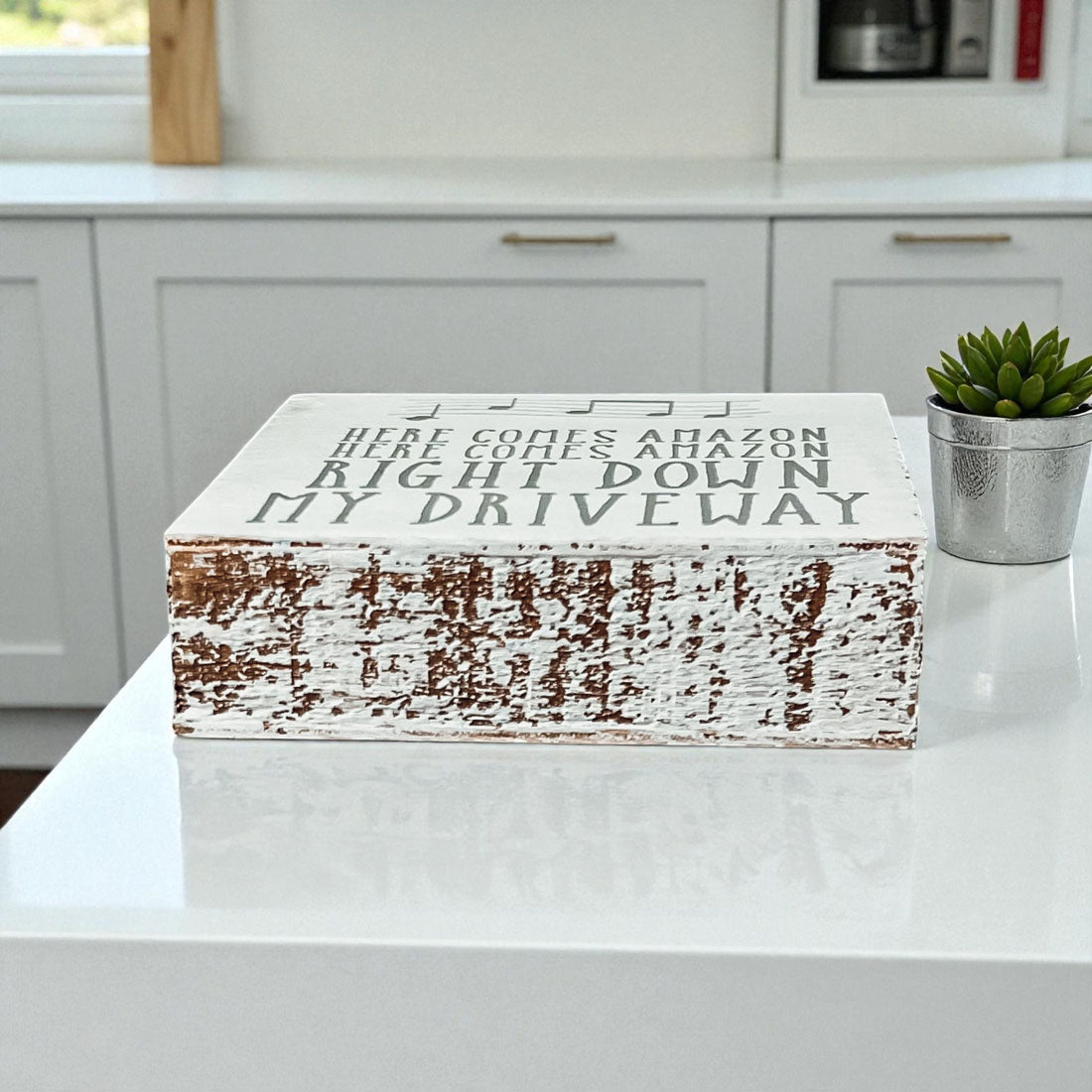 Here Comes Amazon Wooden Block Sign