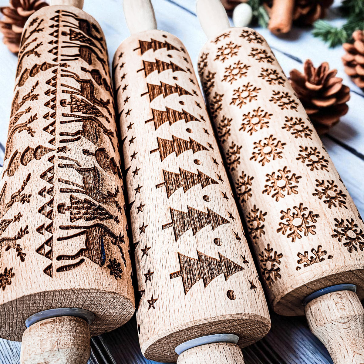 Embossed Christmas Rolling Pin | 10 Designs