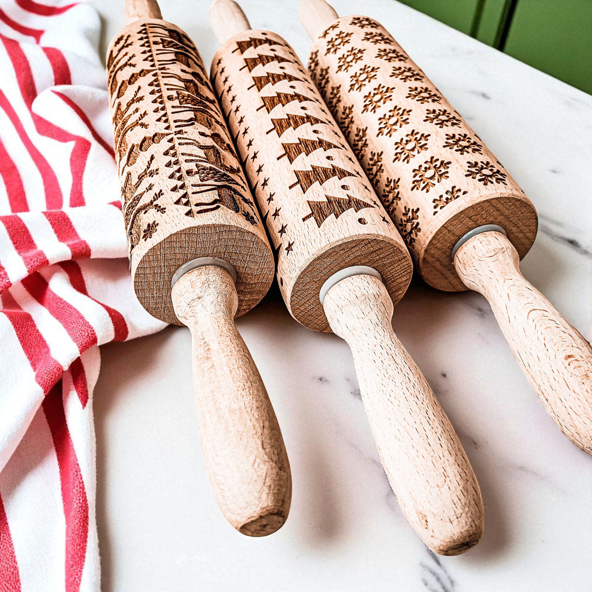 Embossed Christmas Rolling Pin | 10 Designs