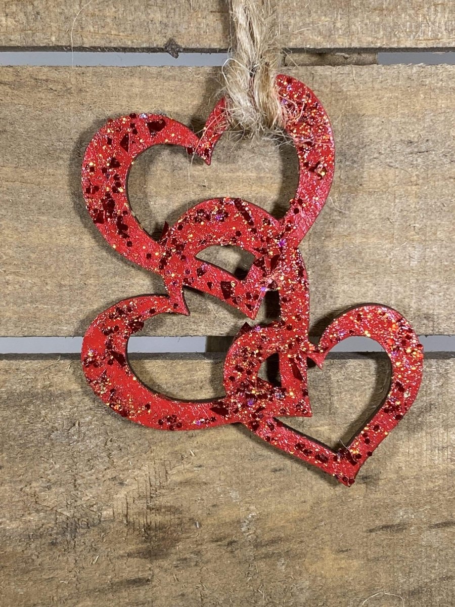 Triple Heart Wooden Christmas Ornament | Love-Themed Holiday Decor