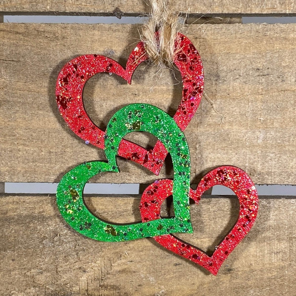 Triple Heart Wooden Christmas Ornament | Love-Themed Holiday Decor