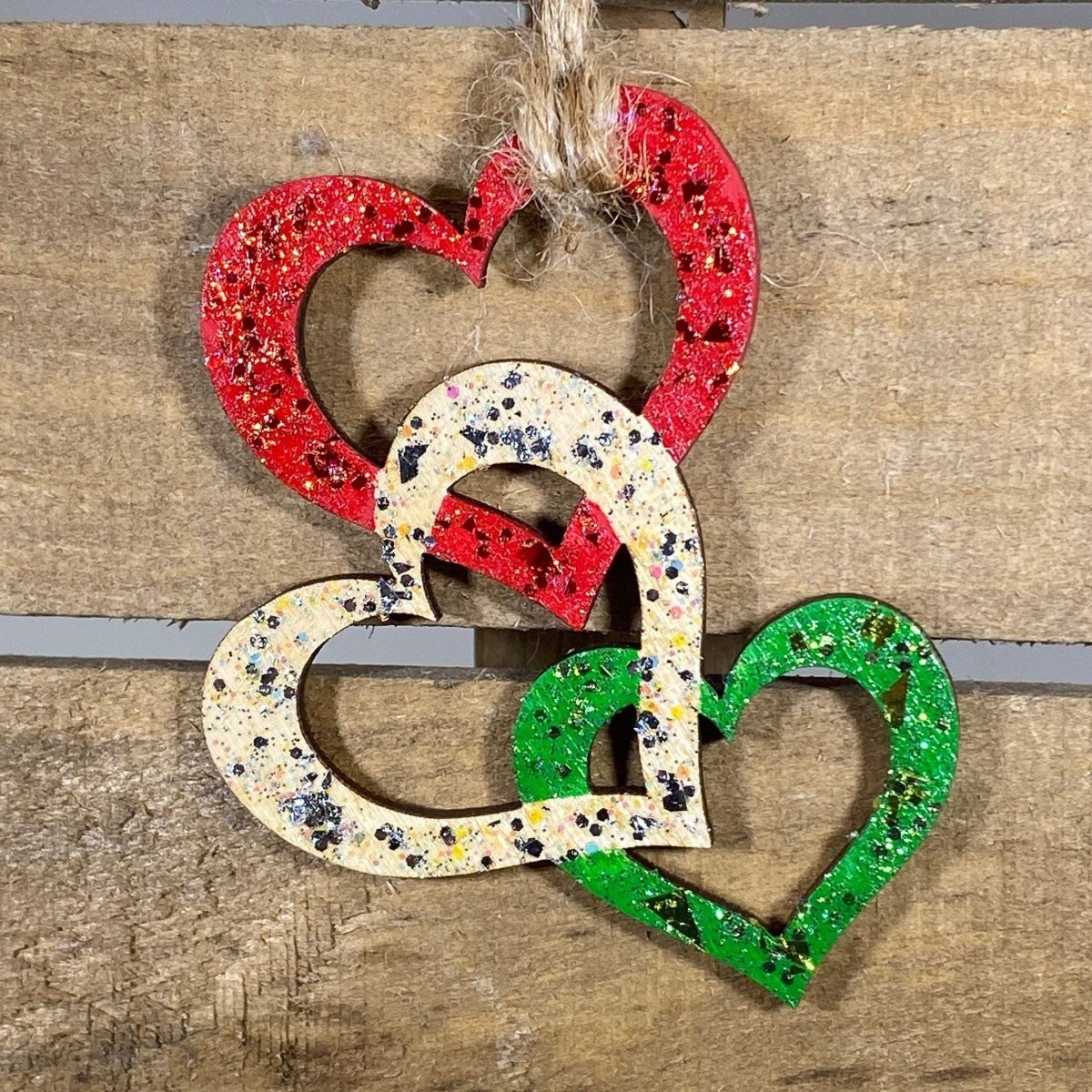 Triple Heart Wooden Christmas Ornament | Love-Themed Holiday Decor