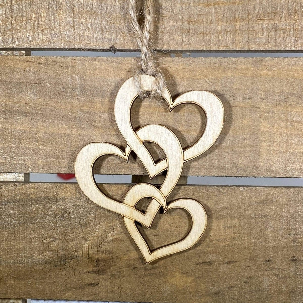 Triple Heart Wooden Christmas Ornament | Love-Themed Holiday Decor