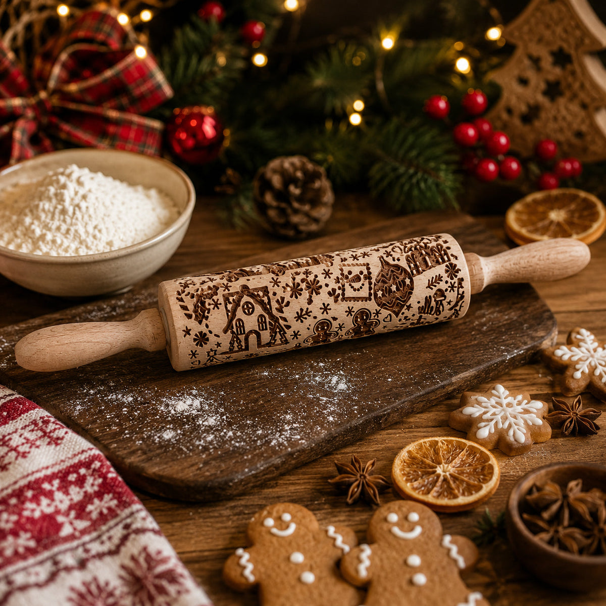 Embossed Christmas Rolling Pin | 10 Designs