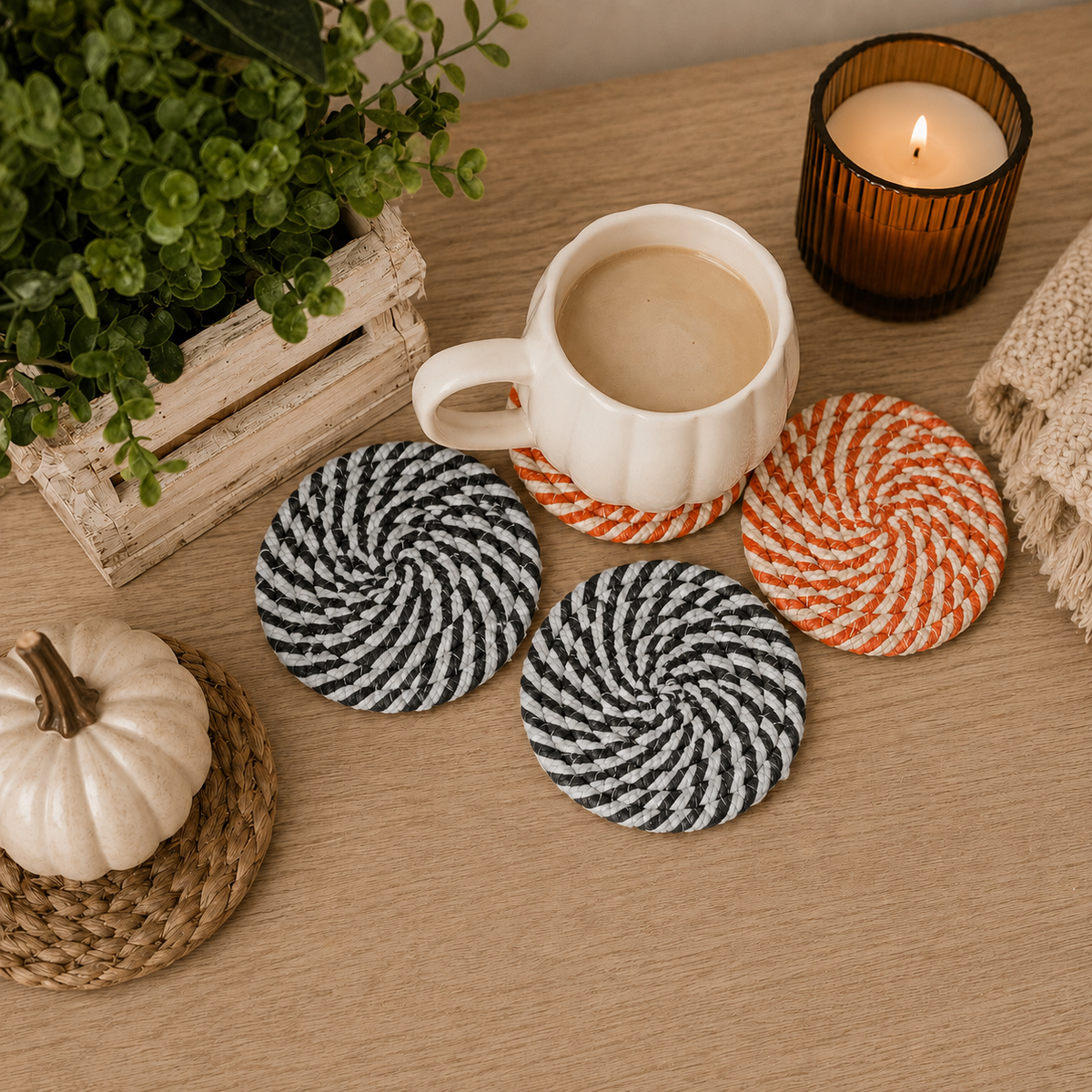 Handcrafted Braided Fabric Coasters