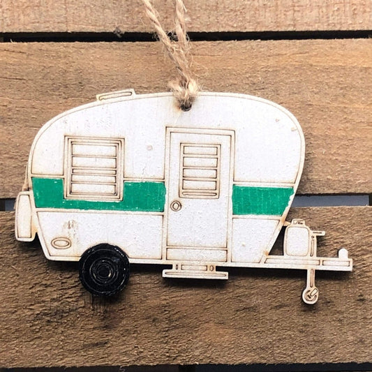 Vintage Camper Wooden Christmas Ornament | Retro Holiday Decor
