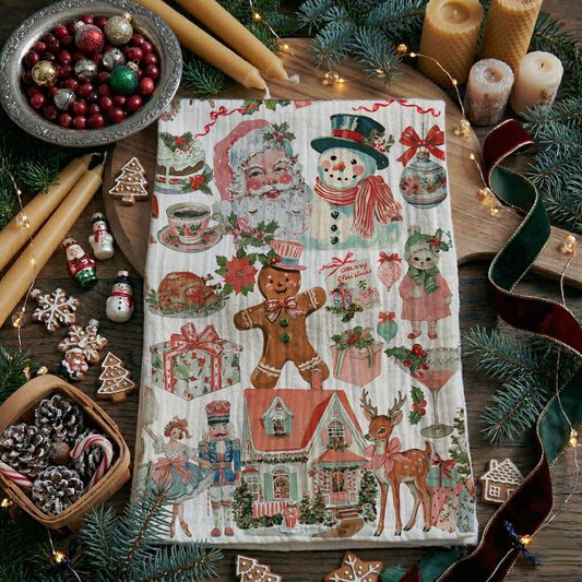 Vintage Christmas Storybook Kitchen Towel