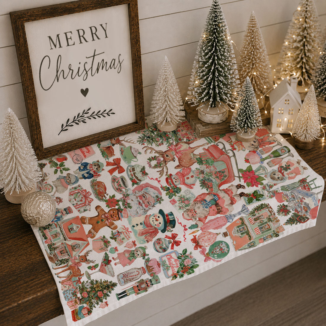 Vintage Christmas Storybook Kitchen Towel