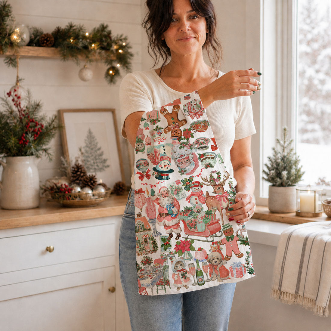 Vintage Christmas Storybook Kitchen Towel