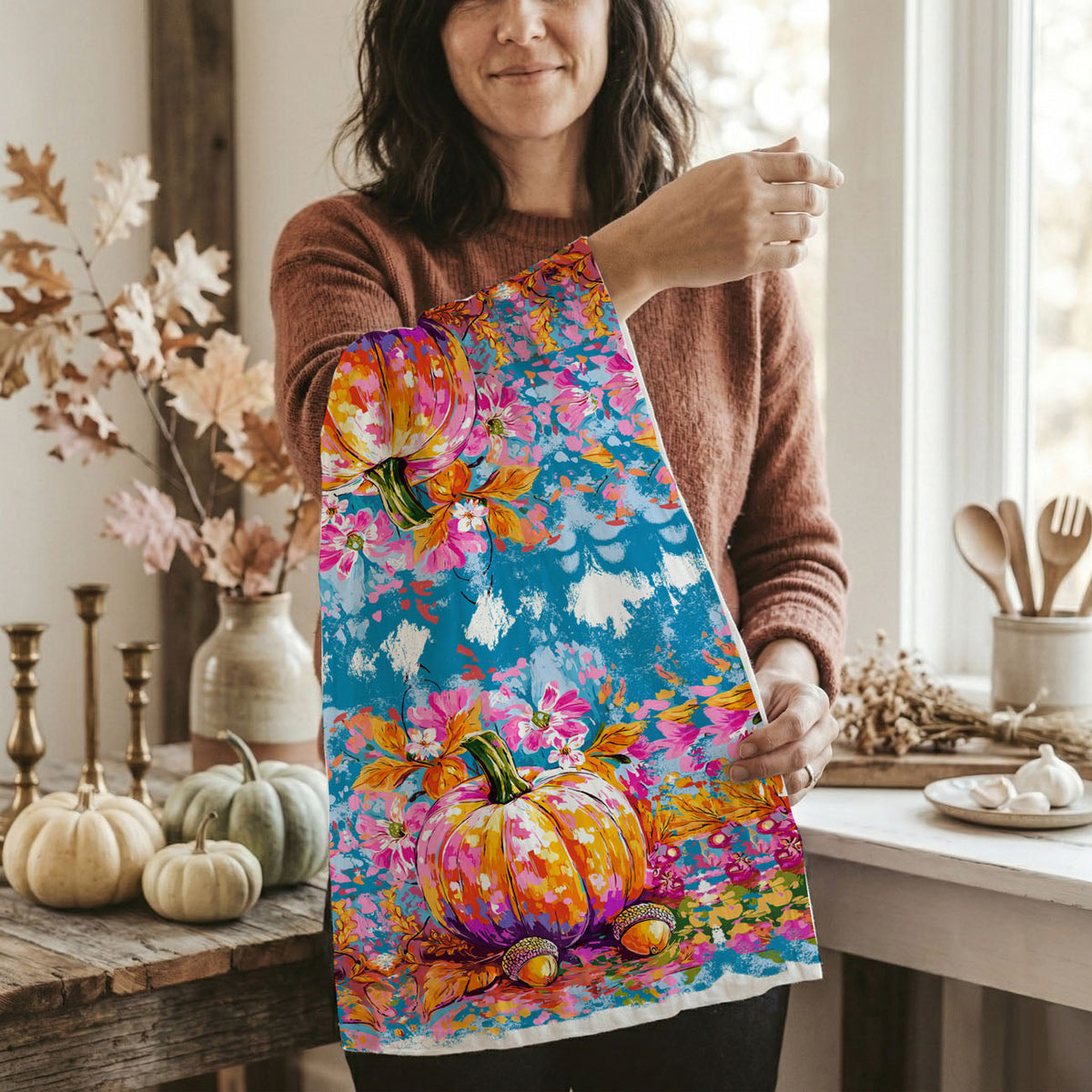 Wildflower Pumpkin Kitchen Towel