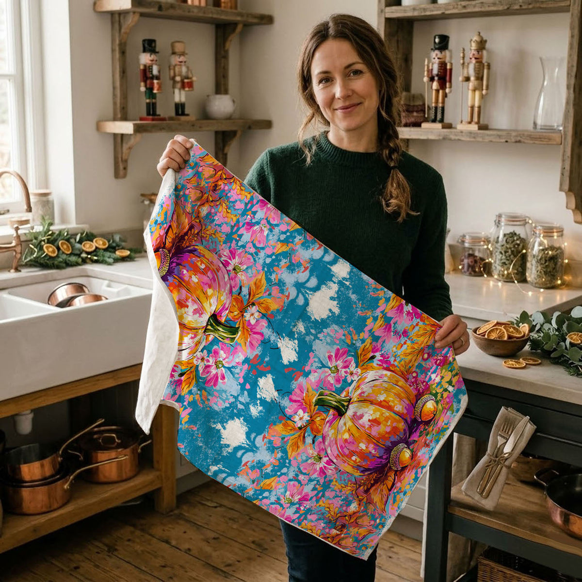 Wildflower Pumpkin Kitchen Towel