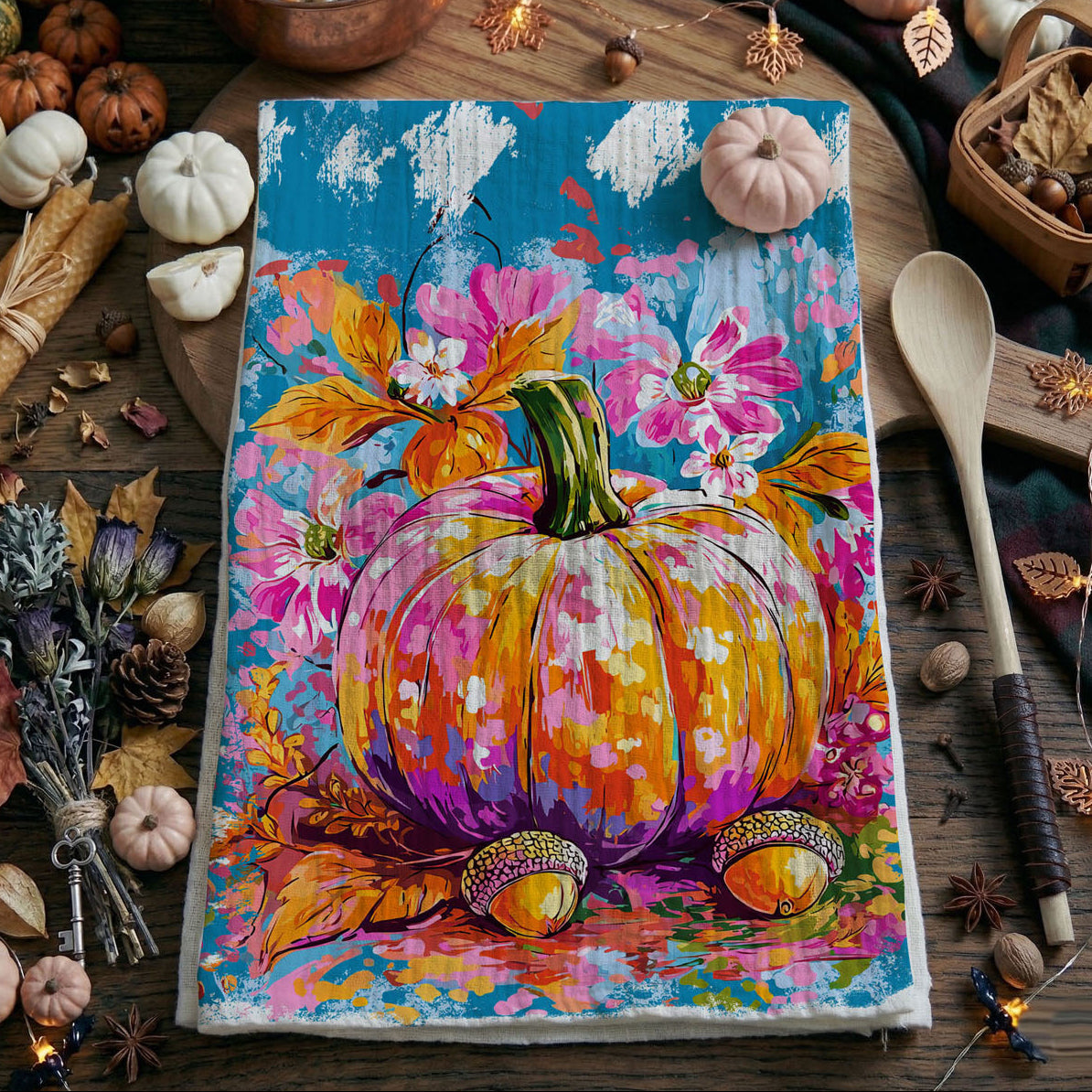 Wildflower Pumpkin Kitchen Towel