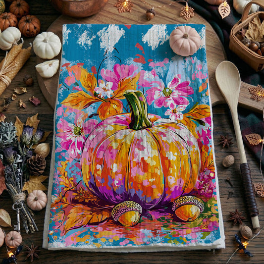 Wildflower Pumpkin Kitchen Towel