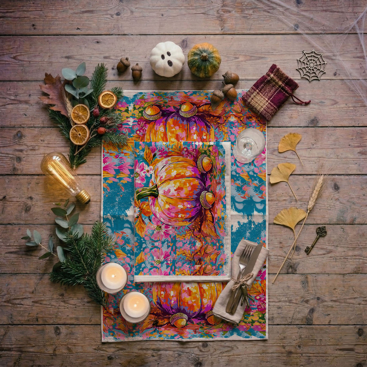 Wildflower Pumpkin Kitchen Towel