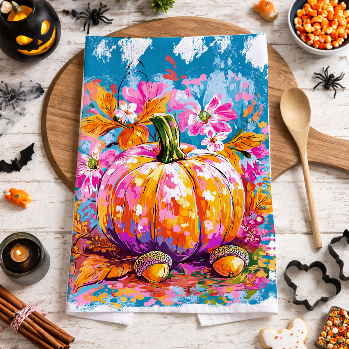 Wildflower Pumpkin Kitchen Towel