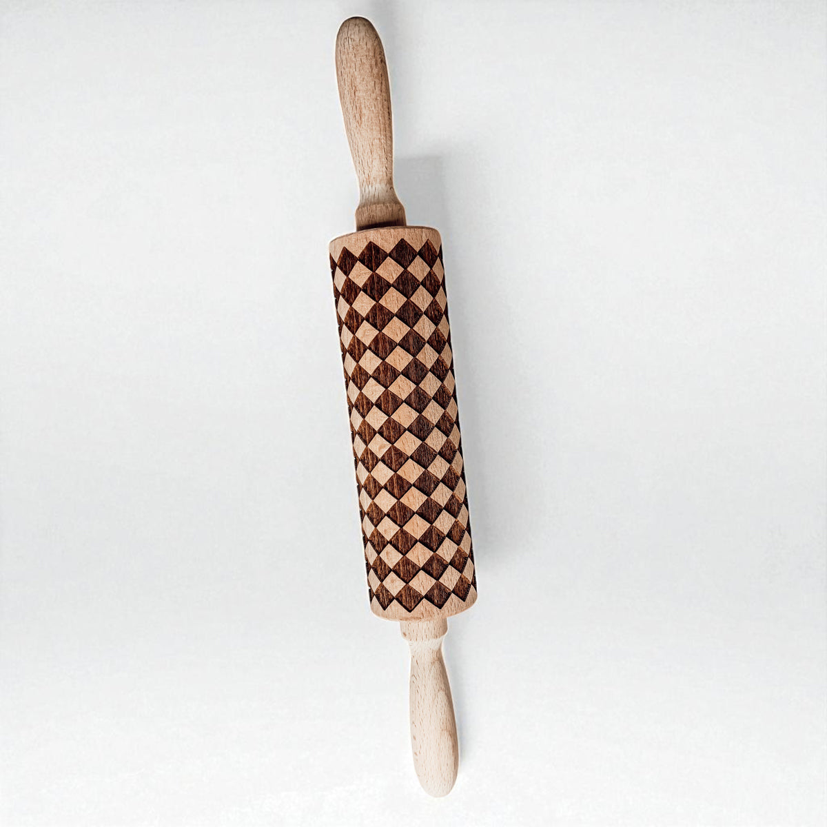 Courtly Check & Diamond Wooden Rolling Pin
