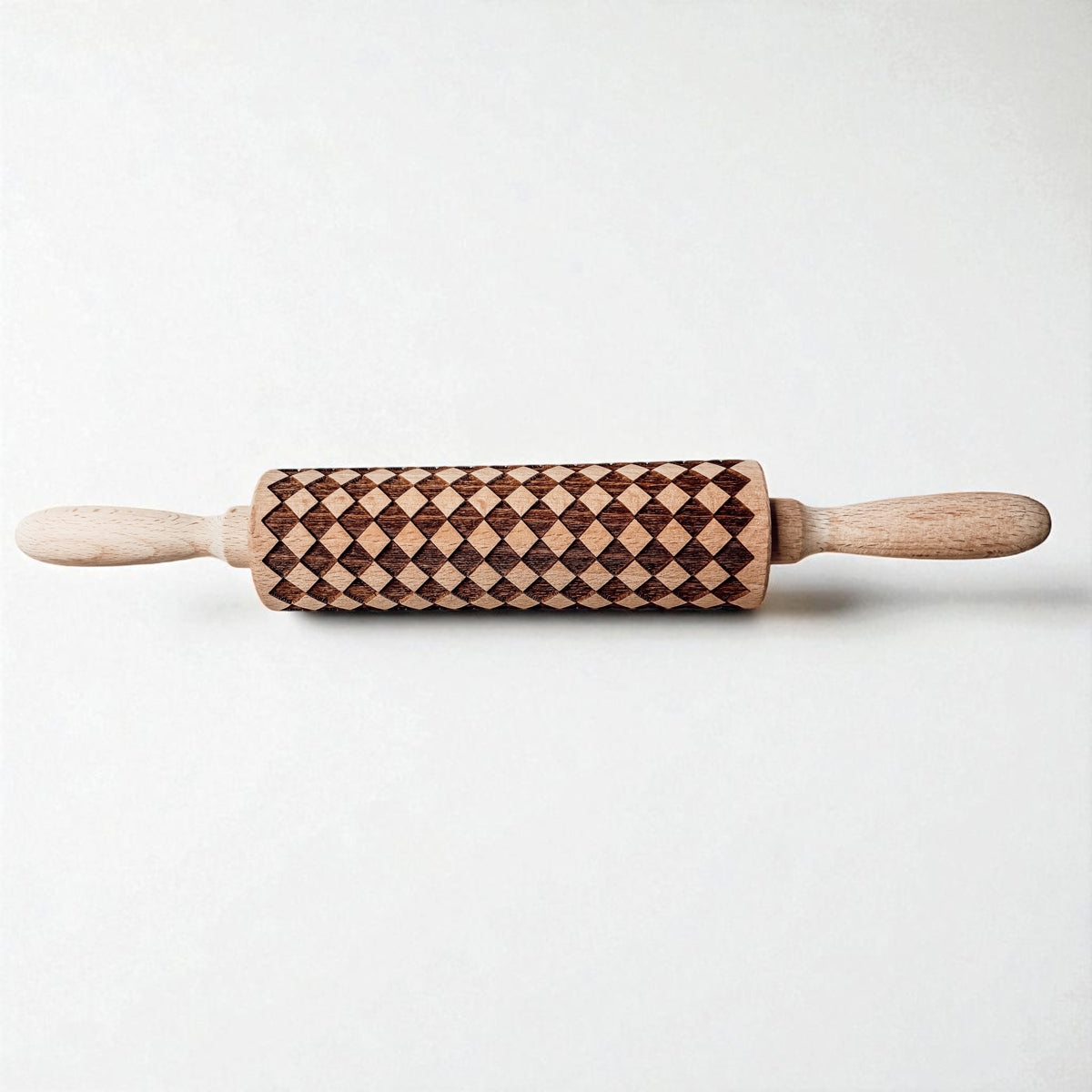 Courtly Check & Diamond Wooden Rolling Pin