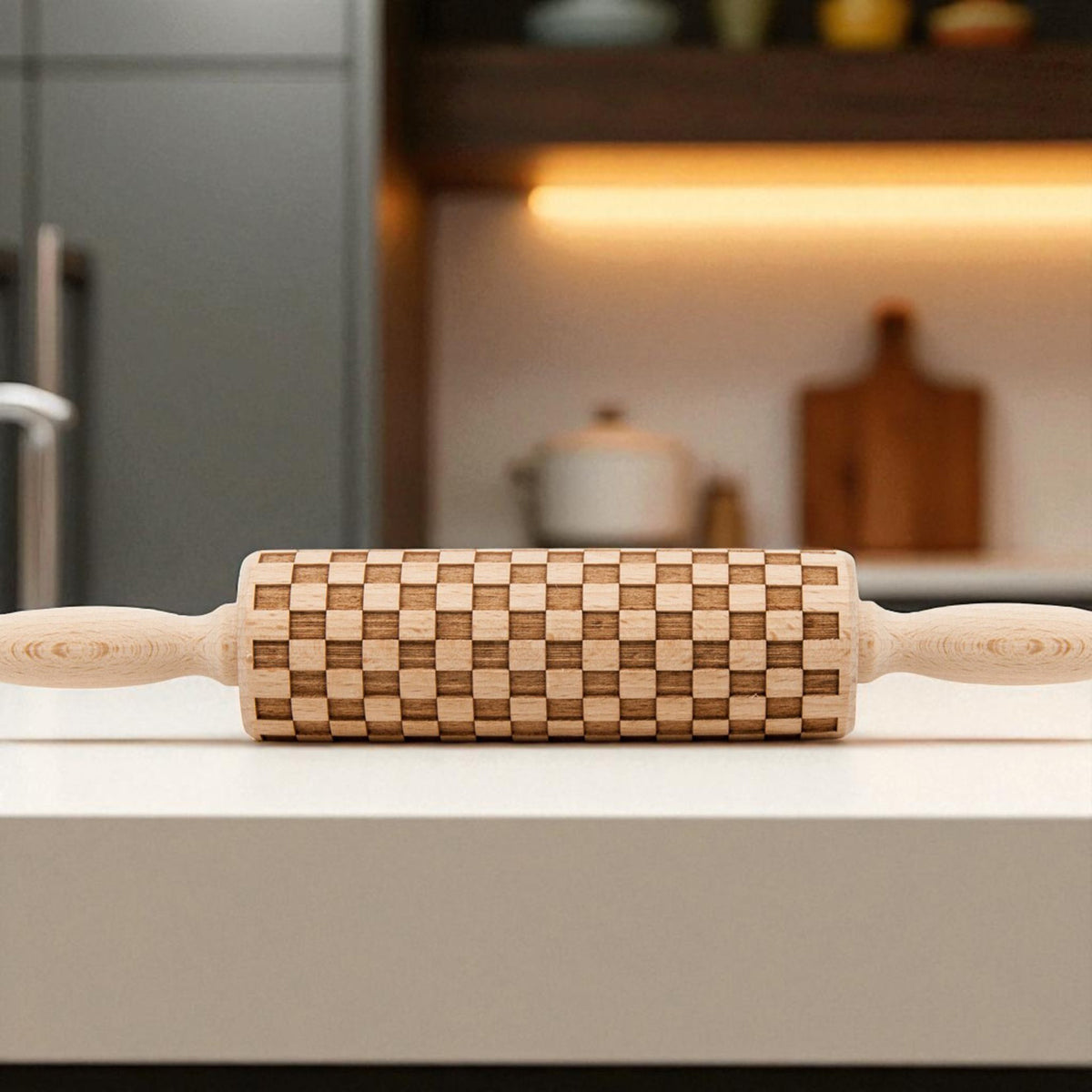 Courtly Check & Diamond Wooden Rolling Pin