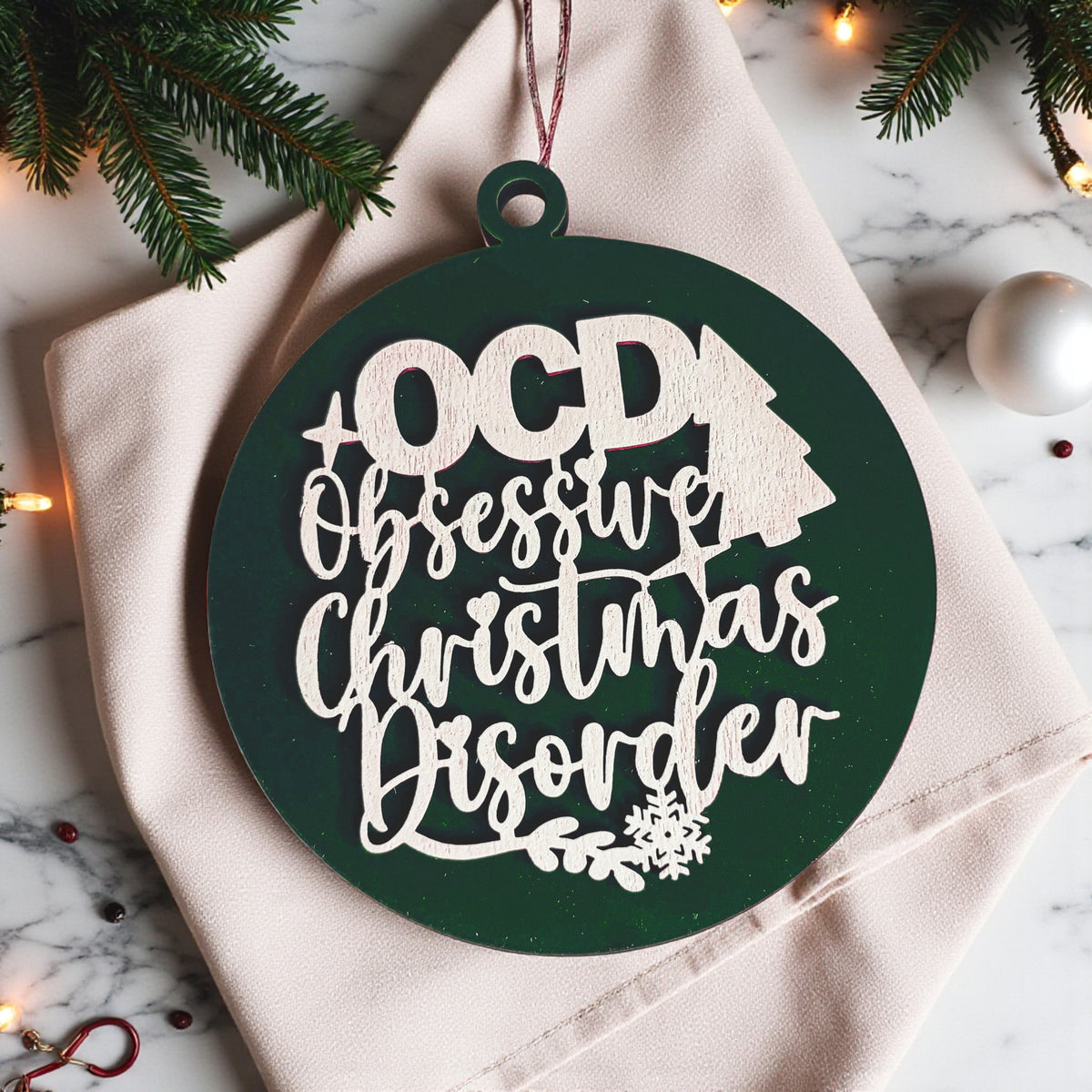 Obsessive Christmas Disorder Wooden Ornament | 12 Colors
