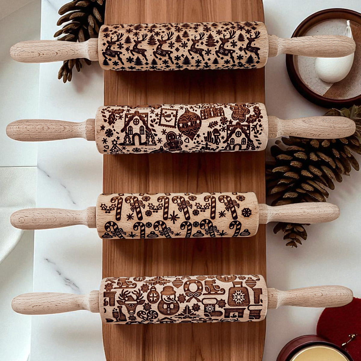 Embossed Christmas Rolling Pin | 10 Designs