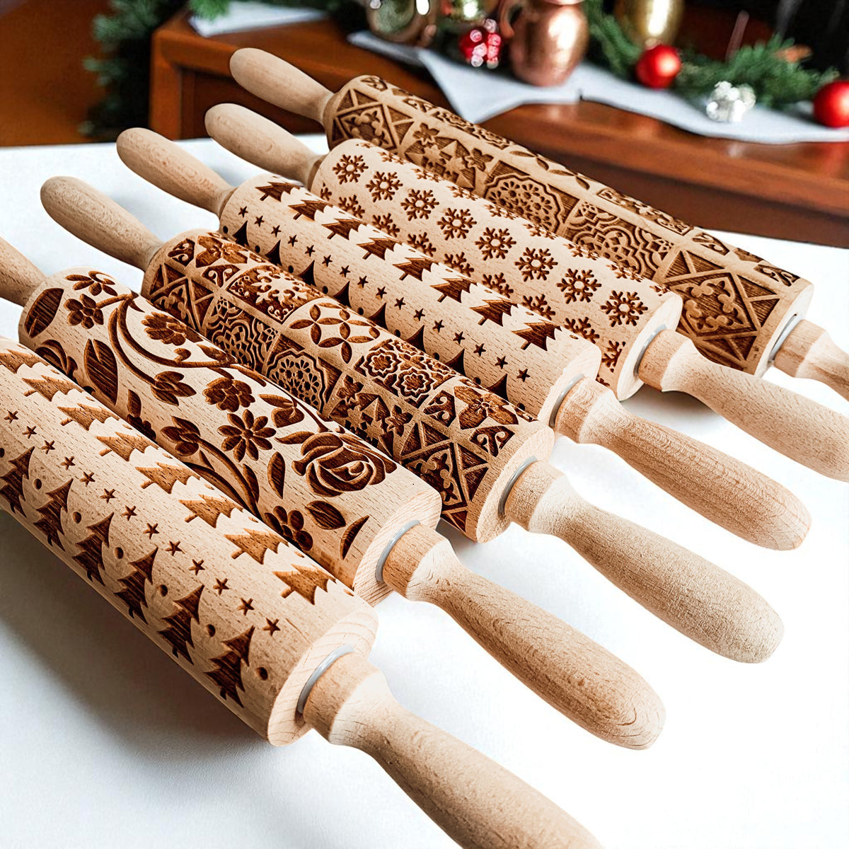 Embossed Christmas Rolling Pin | 10 Designs