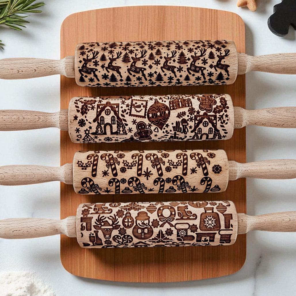 Embossed Christmas Rolling Pin | 10 Designs