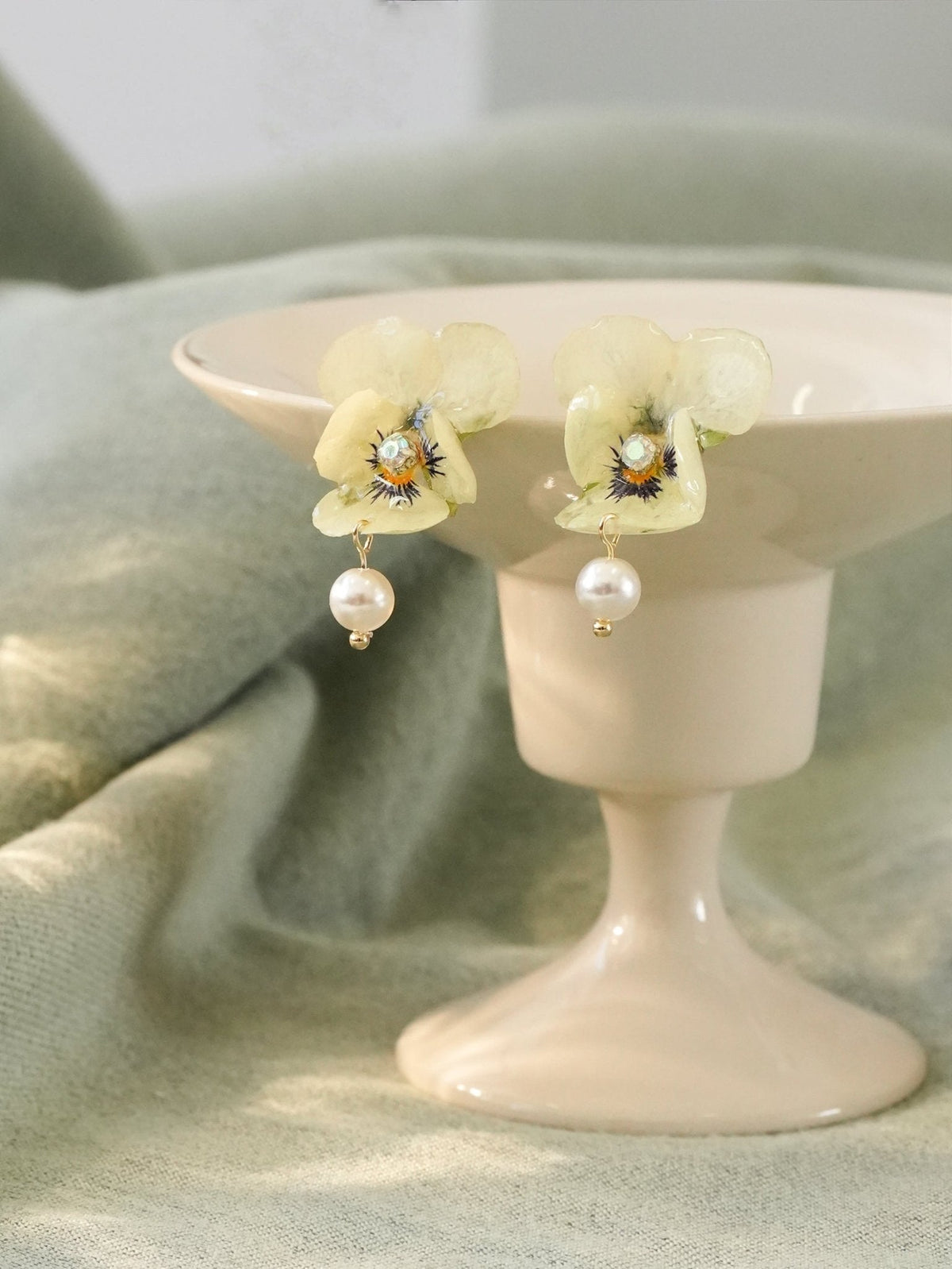 Real Viola Flower Earrings