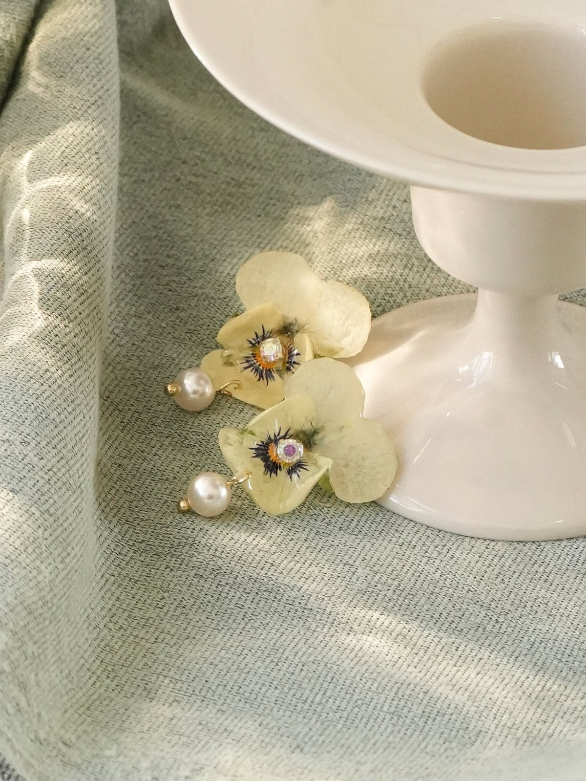 Real Viola Flower Earrings